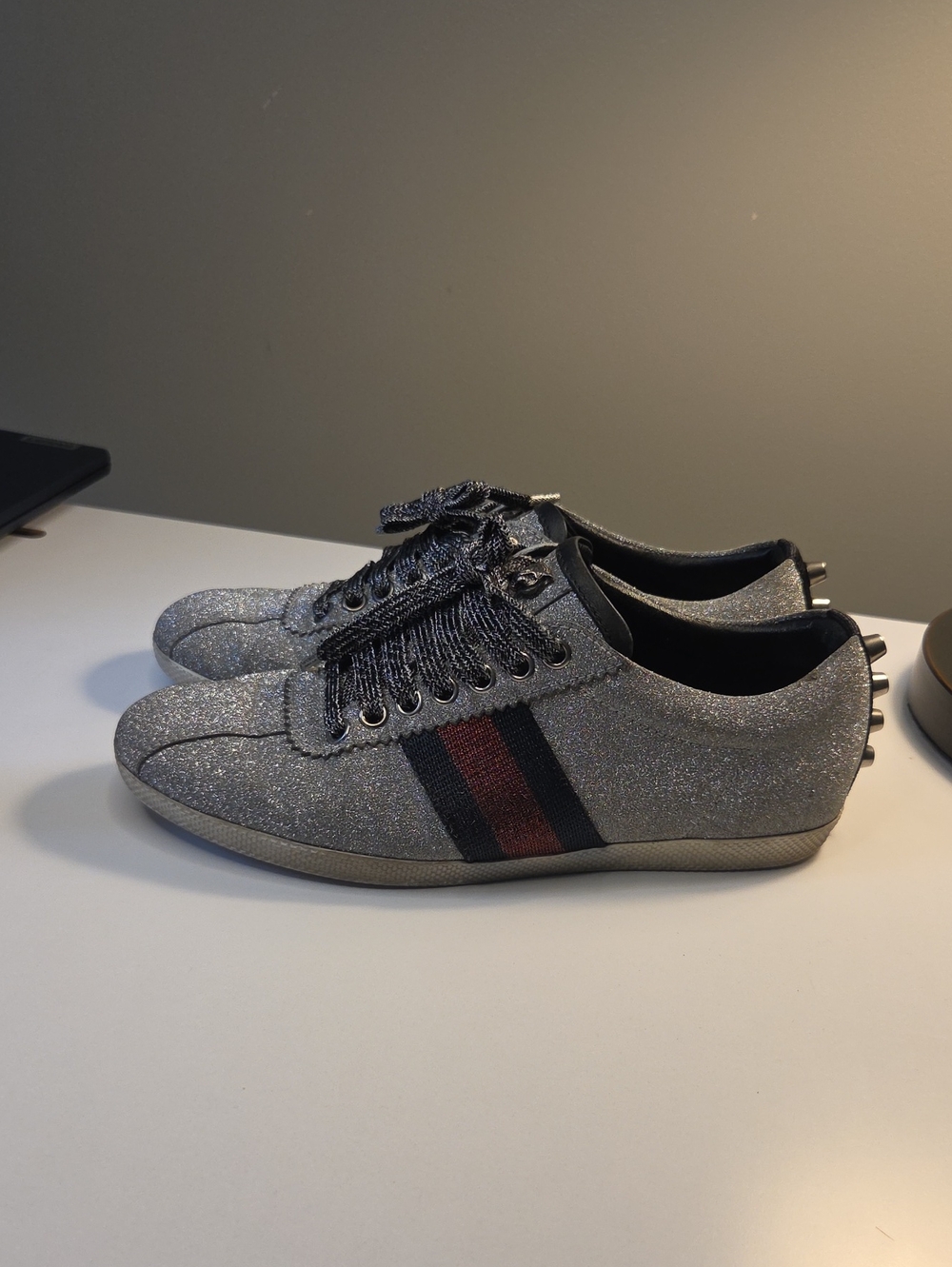 GUCCI Low Top Sneakers Authentic Bambi Sneakers Signature Web Studs Size 36.5
